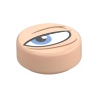 Tile Round 1 x 1 with Squinting Eye, Medium Azure Pupil, Left  print