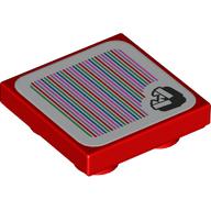 Деталь LEGO Tile Special 2 x 2 Inverted with Piranha Plant and Barcode Print (Sticker), Красный