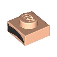 Деталь LEGO Plate 1 x 1 with Black Eyebrow, Left print, Светлый телесный