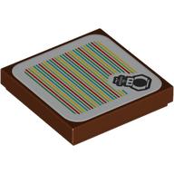 Деталь LEGO Tile 2 x 2 with Claw and Barcode Print (Sticker), Красно-коричневый