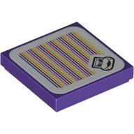 Деталь LEGO Tile 2 x 2 with Rot and Barcode Print (Sticker), Темно-фиолетовый