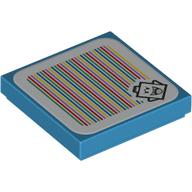 Деталь LEGO Tile 2 x 2 with King Boo and Barcode Print (Sticker), Темно-лазурный