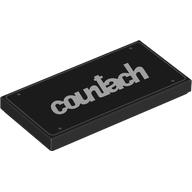 Деталь LEGO Tile 2 x 4 with White 'countach' print, Черный