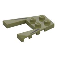 Деталь LEGO Wedge Plate 4 x 4 with 2 x 2 Cutout with Black Stripes print, Оливковый