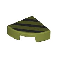 Деталь LEGO Tile Round 1 x 1 Quarter with Black Stripes print, Оливковый