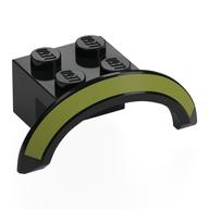Деталь LEGO Wheel Arch, Mudguard 4 x 2 1/2 x 1 with Olive Green Stripe print, Черный