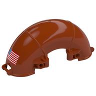 Деталь LEGO Technic Panel Mudguard Half Circle, Unknown Size with Handles and America Flag Right print, Темно-оранжевый