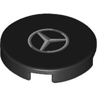Деталь LEGO Tile Round 2 x 2 with Silver Mercedes Logo print, Черный