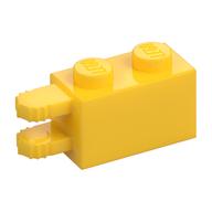 Деталь LEGO Hinge Brick 1 x 2 Locking with 2 Fingers Horizontal End, 7 Teeth, Желтый