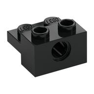 Деталь LEGO Technic Brick Special 1 x 2 with Pin Hole and 1 x 2 Plate, Черный