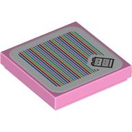 Деталь LEGO Tile 2 x 2 with Yoshi and Barcode Print (Sticker), Ярко-розовый