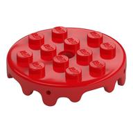 Деталь LEGO Plate Special Round 4 x 4 with Melting Drops on Sides, Красный