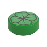 Деталь LEGO Tile Round 1 x 1 with Four Leaf Clover print, Ярко-зеленый