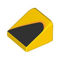 Деталь LEGO Slope 30° 1 x 1 x 2/3 with Black Triangle print, Желтый