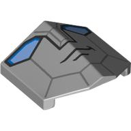 Деталь LEGO Slope 33° 2 x 2 Double / Inverted with Robot/Autobot Face print (Bumblebee), Светлый сине-серый