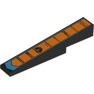 Деталь LEGO Brick Sloped 1 x 6 x 1 with Orange Squares, Azure Shape print, Черный