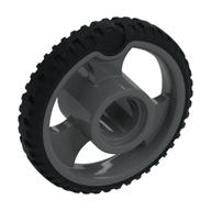 Деталь LEGO Wheel 21 x 4 with Spokes with Black Tire pattern, Темный сине-серый