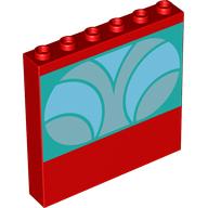 Деталь LEGO Panel 1 x 6 x 5 with Silver, Bright Light Blue Shapes on Dark Turquoise Background print, Красный
