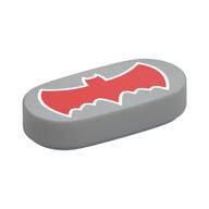 Деталь LEGO Tile Round 1 x 2 with Red Batman Logo print, Светлый сине-серый