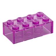 Деталь LEGO Brick 2 x 4 without Cross Supports, Modern, Прозрачный темно-розовый
