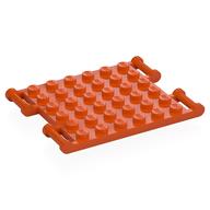 Деталь LEGO Plate 6 x 6 with 4 Handles, Красно-оранжевый