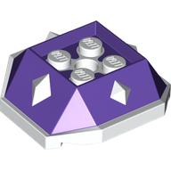 Деталь LEGO Brick Wedge Sloped 4 x 4 with Diamond Spikes with Green Slopes Print (Bowser Jr Shell), Темно-фиолетовый