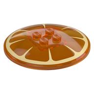 Деталь LEGO Dish 6 x 6 Inverted (Radar) with Solid Studs with Orange Slice print, Прозрачный оранжевый