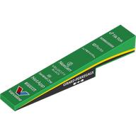 Деталь LEGO Brick Sloped 1 x 6 x 1 with 1 x 2 x 1 / 3 Cutout with Back Underside, Yellow Stipes, White Sponsor Names print, Зеленый