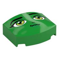 Деталь LEGO Brick Curved 3 x 4 with Curved Front with Face, Black Eyebrows, Bright Green/Lime Eyes, Green Lips, Freckles print, Ярко-зеленый