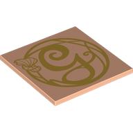 Деталь LEGO Tile 6 x 6 with Gold Stylish 'G' print, Светлый телесный