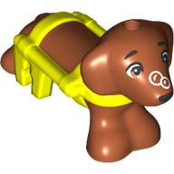 Деталь LEGO Animal, Dog, Dachshund with Vibrant Yellow Harness Pattern, Bubble in Nose print (Pickle), Темно-оранжевый