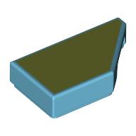 Деталь LEGO Tile 1 x 2 with Stud Notch Right with Olive Green Print, Средне-лазурный