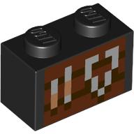Деталь LEGO Brick 1 x 2 with Pixelated Tools on Wood print, Черный
