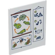 Деталь LEGO Glass for Frame 1 x 6 x 6 with School Posters, Frogs, Bees, Flowers, Icons print, Белый