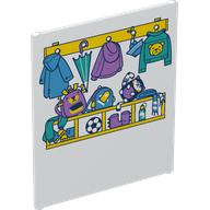 Деталь LEGO Glass for Frame 1 x 6 x 6 with Coat Rack, Bags, Jackets, Umbrella print, Белый