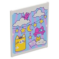 Деталь LEGO Glass for Frame 1 x 6 x 6 with Moon/Stars Garlands, Clouds, Kittens print, Белый