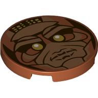Деталь LEGO Tile Round 3 x 3 with The Wizard Face print, Темно-оранжевый
