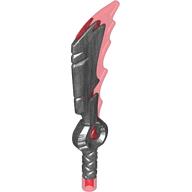 Деталь LEGO Weapon Sword with Jagged Edges and Trans-Red Flames pattern, Жемчужный титановый