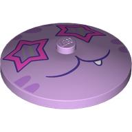 Деталь LEGO Dish 4 x 4 Inverted [Radar] with Dark Purple Kat Face, Dark Pink Star-Shaped Glasses print, Лавандовый