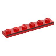 Деталь LEGO Plate 1 x 6 with Black Stripe on Side print, Красный