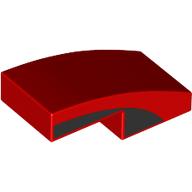 Деталь LEGO Brick Curved 2 x 1 No Studs with Black Side print, Красный