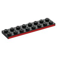 Деталь LEGO Plate 2 x 8 with Red Side print, Черный