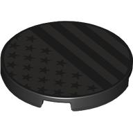 Tile Round 3 x 3 with Dark Bluish Grey Stipes and Stars print