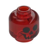 Деталь LEGO Minifig Head Skeleton, Black Skull Face Print, Прозрачный красный