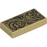 Деталь LEGO Tile 1 x 2 with Monster Hyde, Scribbles print, Песочный