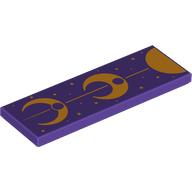 Деталь LEGO Tile 2 x 6 with Moon Cycle print, Темно-фиолетовый