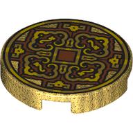 Деталь LEGO Tile Round 2 x 2 with Dark Orange/Gold Decorations (Coin) print, Жемчужно-золотой