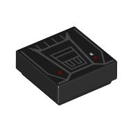 Tile 1 x 1 with dark Bluish Grey Control Panel, Red Lights print
