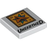 Деталь LEGO Tile 2 x 2 with Yellow Windrose, 'UNEARTHED' print, Белый