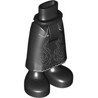 Деталь LEGO Minidoll Hips and Skirt with Ankles with Silver Decorations print, Черный